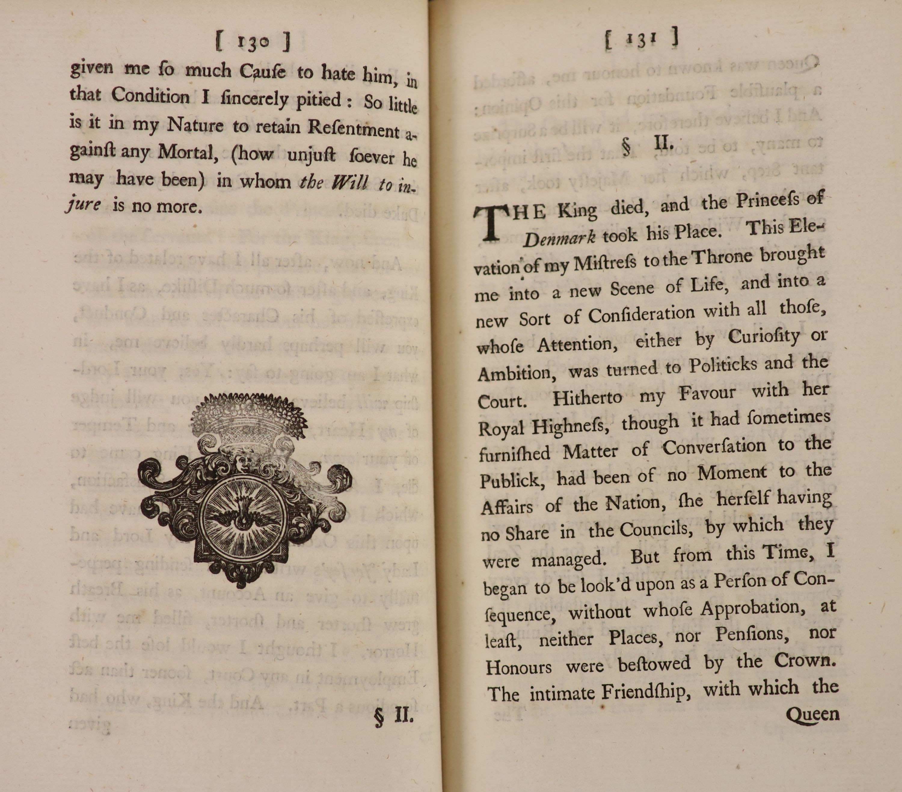 Churchill, Sarah Duchess of Marlborough – An Account of the Conduct of the Dowager Duchess of Marlborough... Calf, gilt decorated and panelled spine with morocco label. Red edge papers. George Hawkins, London, 1742.